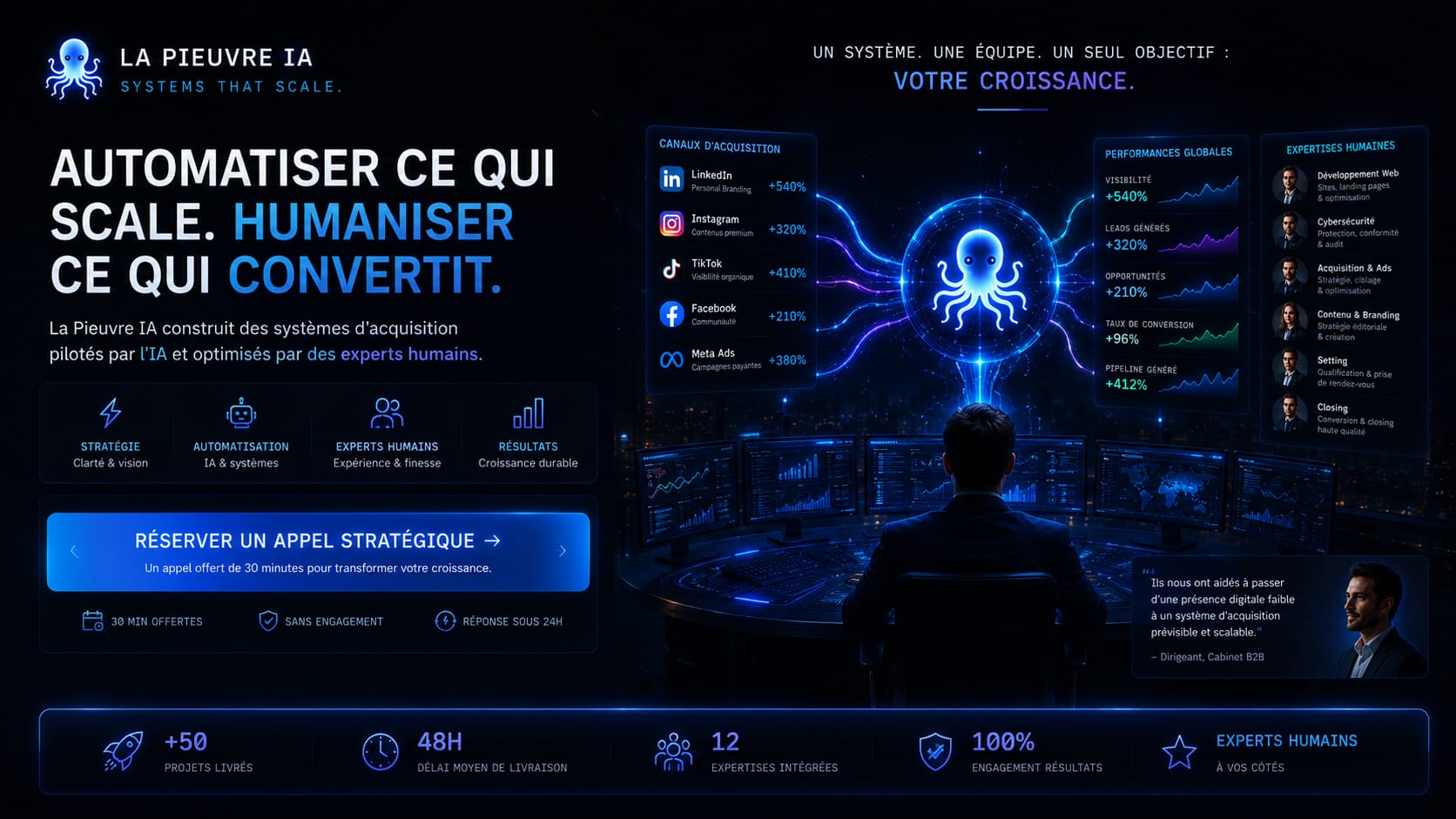 La Pieuvre IA - Résultats : automatiser ce qui scale, humaniser ce qui convertit